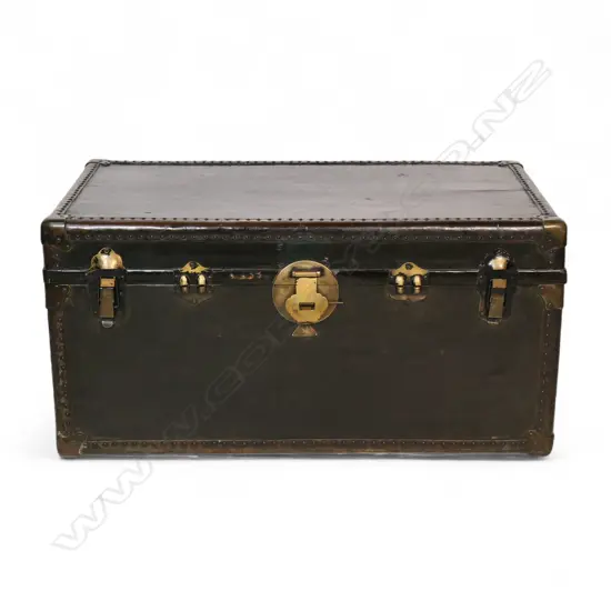 A South East Asian English-influenced leather travel trunk,